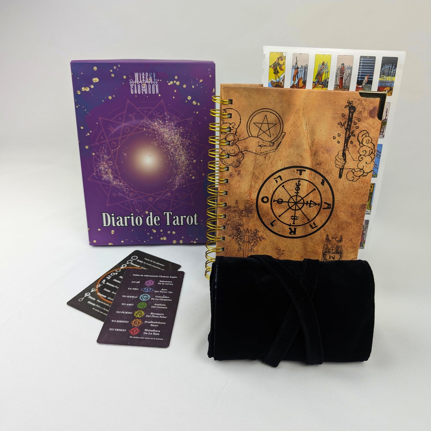 Spanish Tarot Learning Set for Beginners (Tarot, Black Wrap, Journal)
