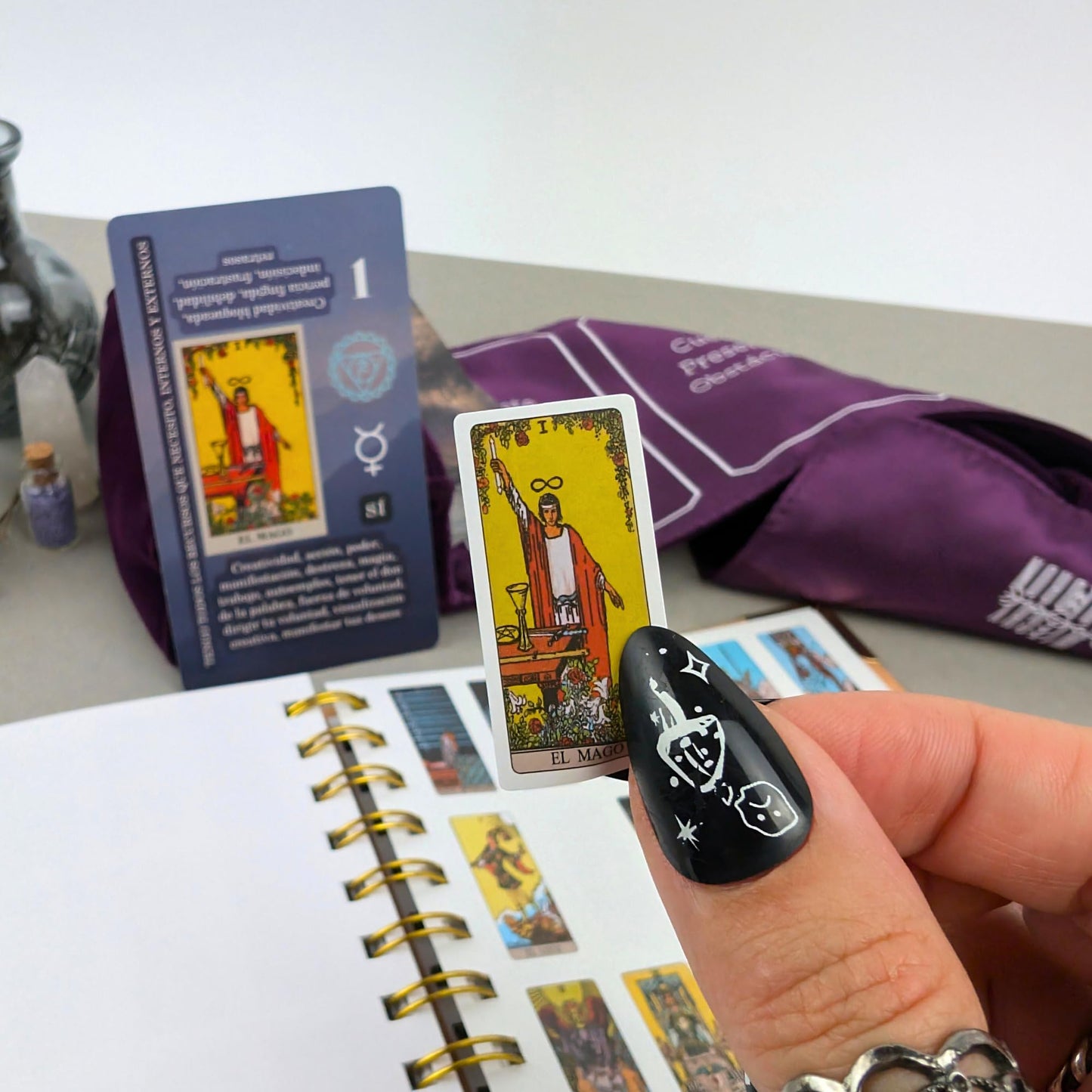 Spanish Tarot Learning Set for Beginners (Tarot, Purple Wrap, Journal)