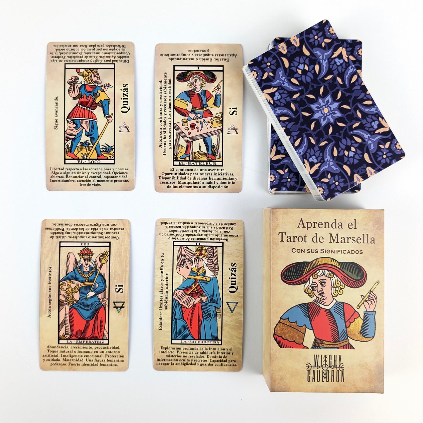 Spanish Marseille Tarot Deck for Beginners with Meanings on Them