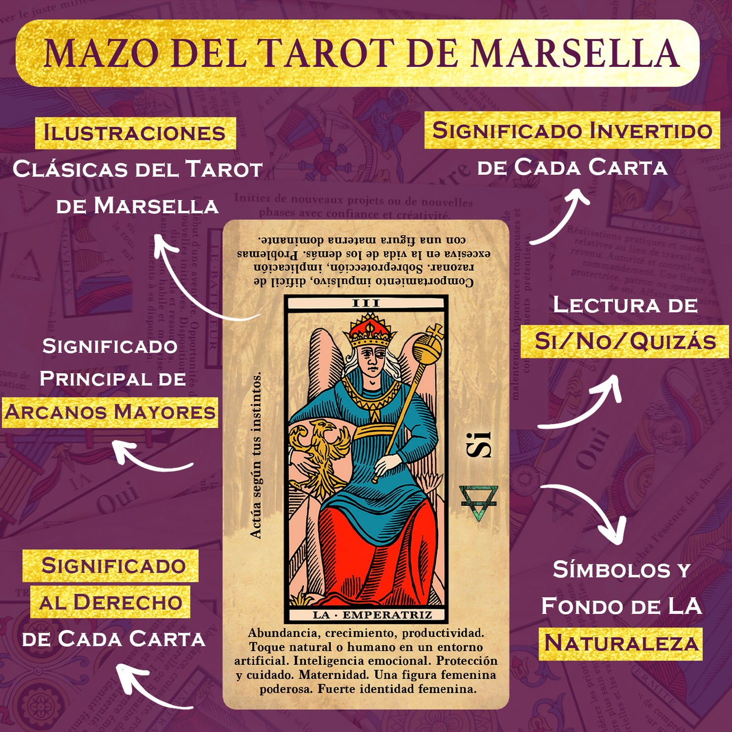 Spanish Marseille Tarot Deck for Beginners with Meanings on Them