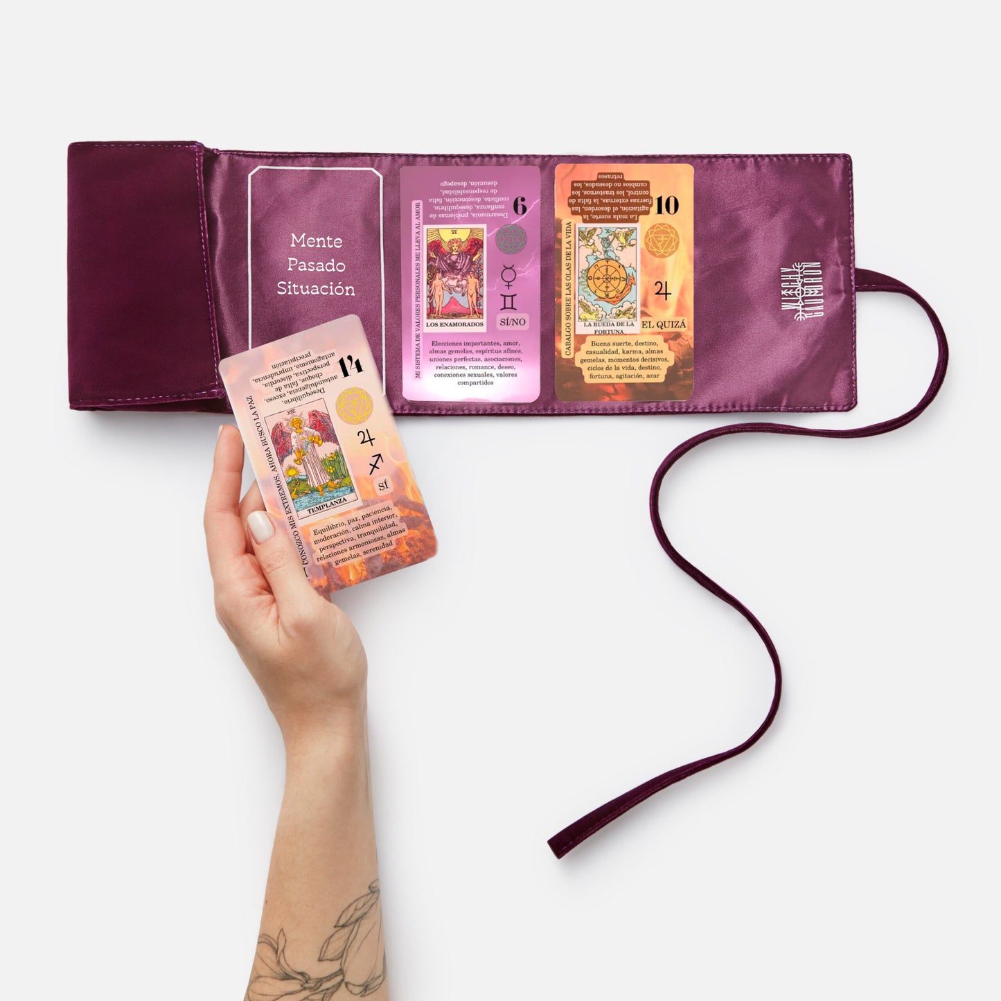 Cartas del tarot para Principiantes: Significados en las Cartas y Bolsa de Tela de Terciopelo Morado