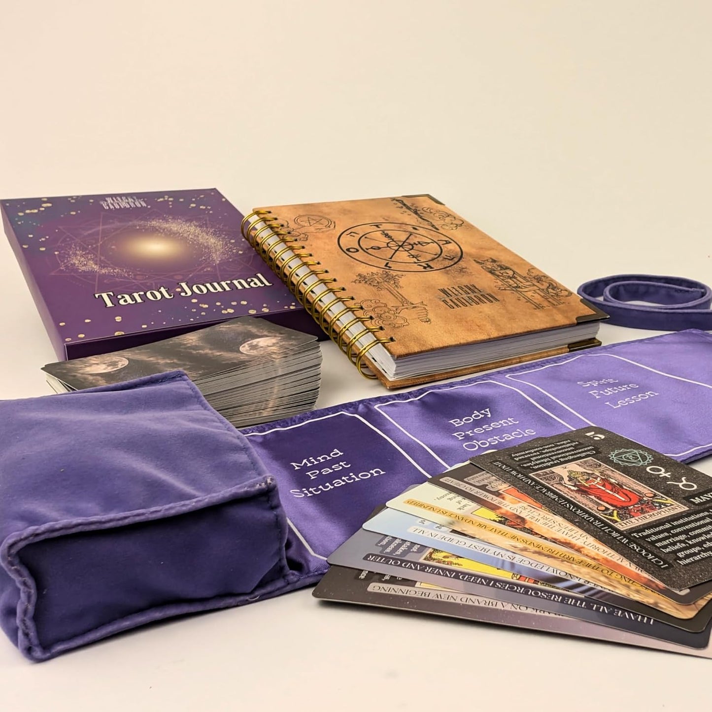 English Tarot Learning Set for Beginners (Tarot, Lavender Wrap, Journal)