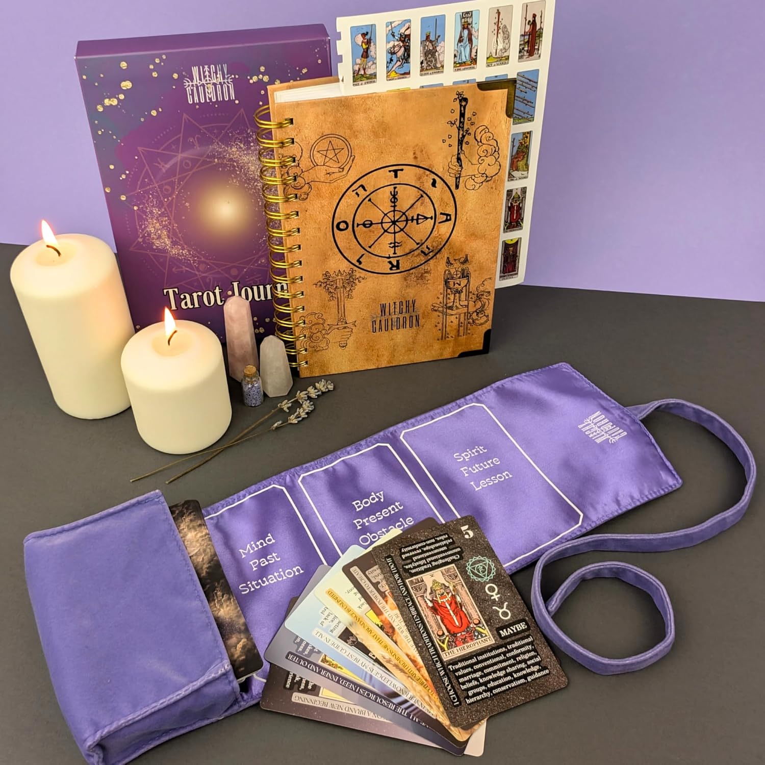 English Tarot Learning Set for Beginners (Tarot, Lavender Wrap, Journal) - Packaging
