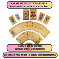 Baraja de Tarot de Marsella en Español | Baraja de Tarot Ilustrada para Principiantes con Significados para una Fácil Interpretación
