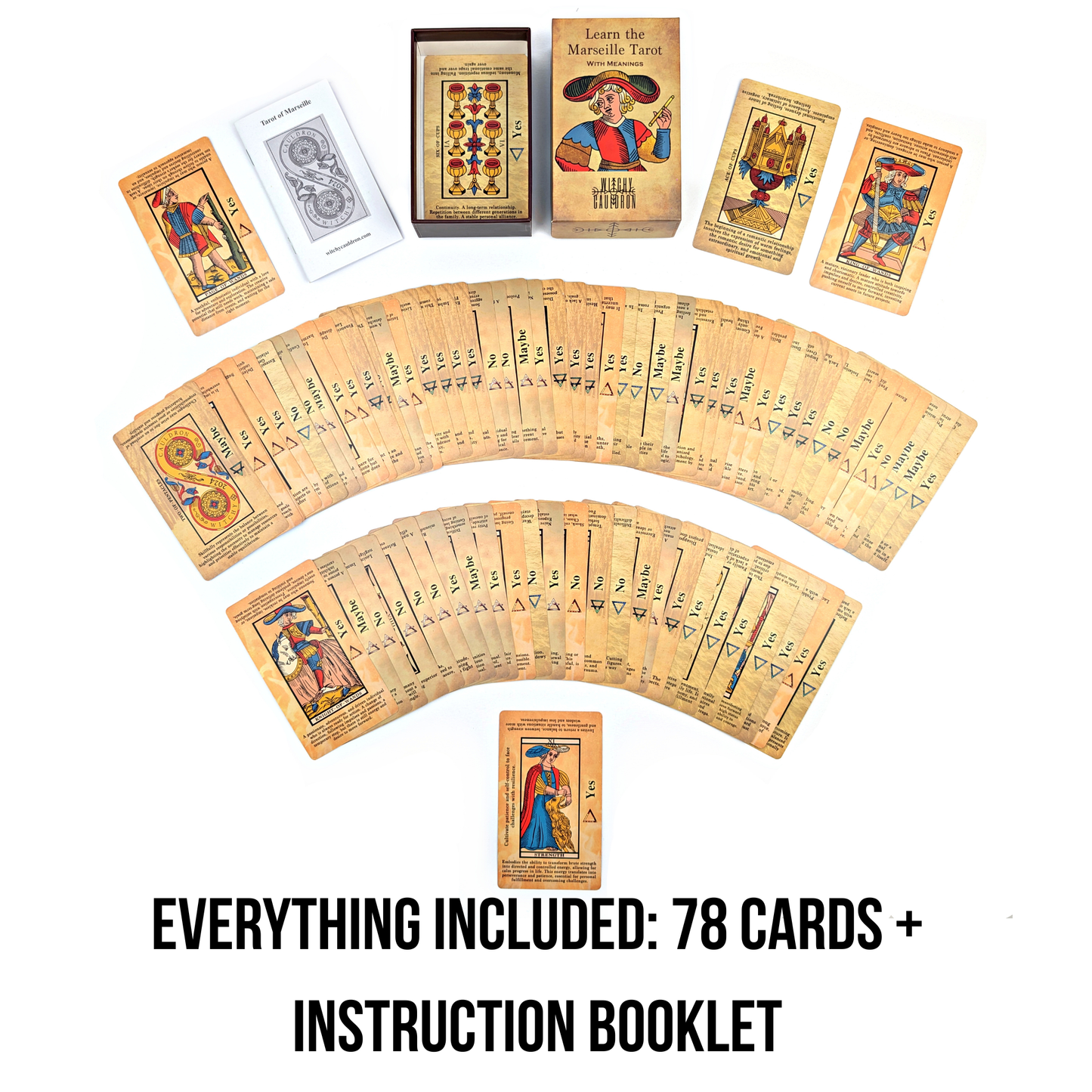 Marseille Tarot Deck with Meanings – English Edition