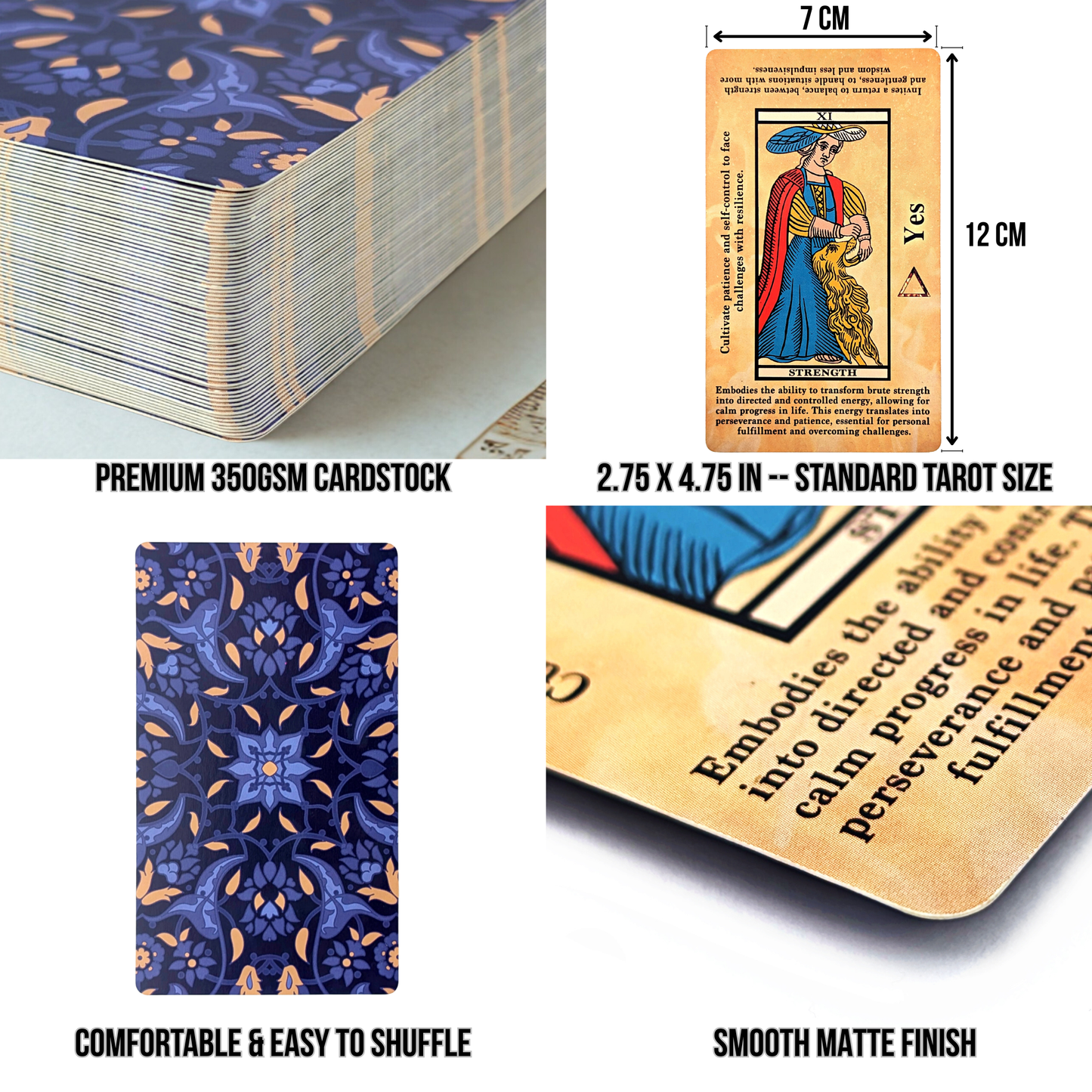 Marseille Tarot Deck with Meanings – English Edition