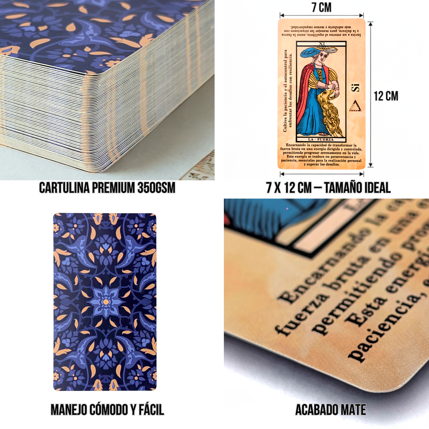Baraja de Tarot de Marsella en Español | Baraja de Tarot Ilustrada para Principiantes con Significados para una Fácil Interpretación
