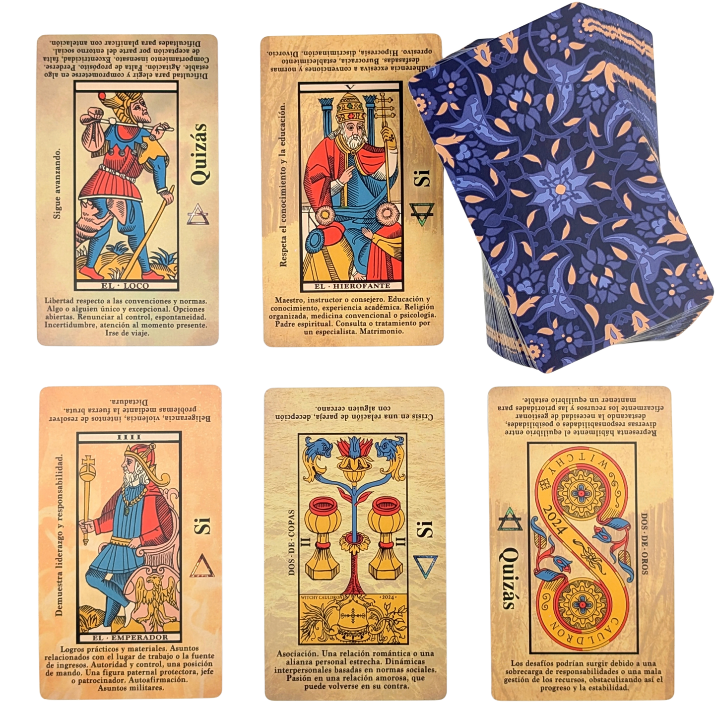 Baraja de Tarot de Marsella en Español | Baraja de Tarot Ilustrada para Principiantes con Significados para una Fácil Interpretación