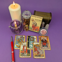 Pocket Rider Waite Oracle Set with Guidebook - Witchy Cauldron Travel Tarot for Beginners