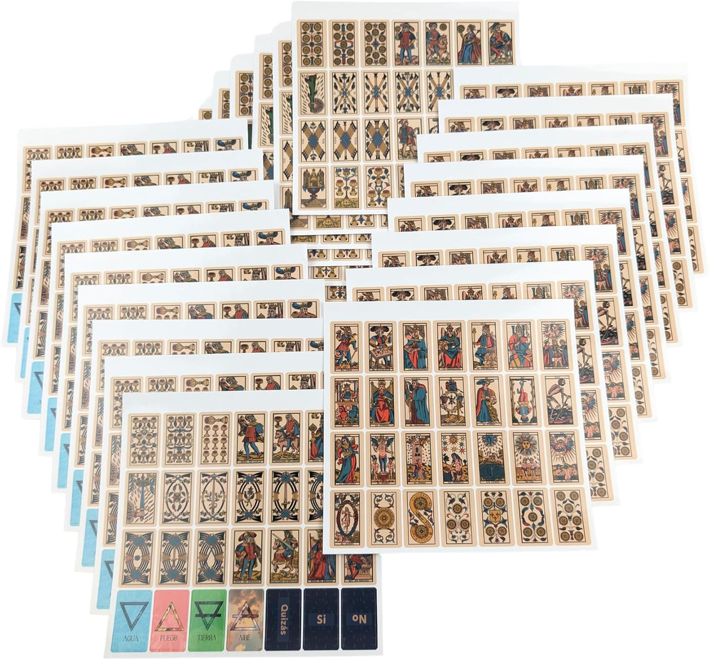 Spanish Marseille Tarot Card Stickers for Journaling (discounted product)