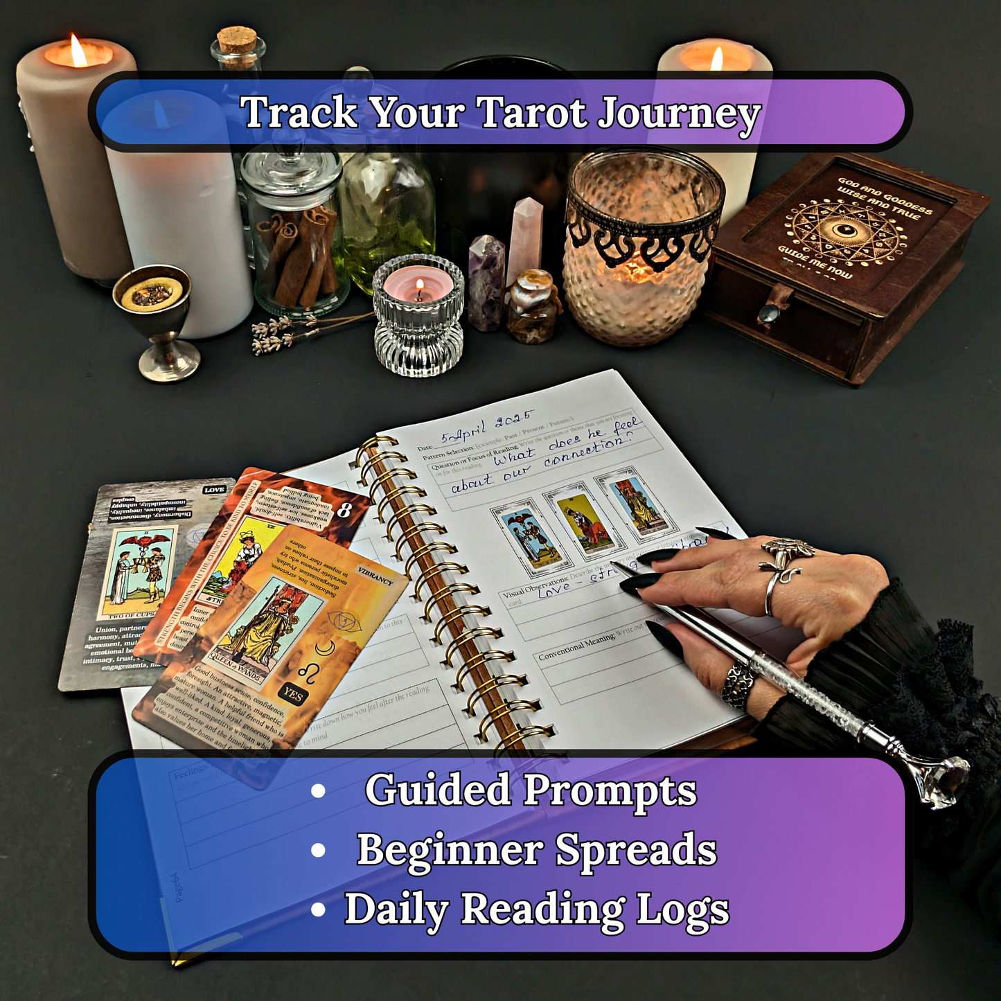 Tarot Learning Set for Beginners – Cards, Wrap & Journal